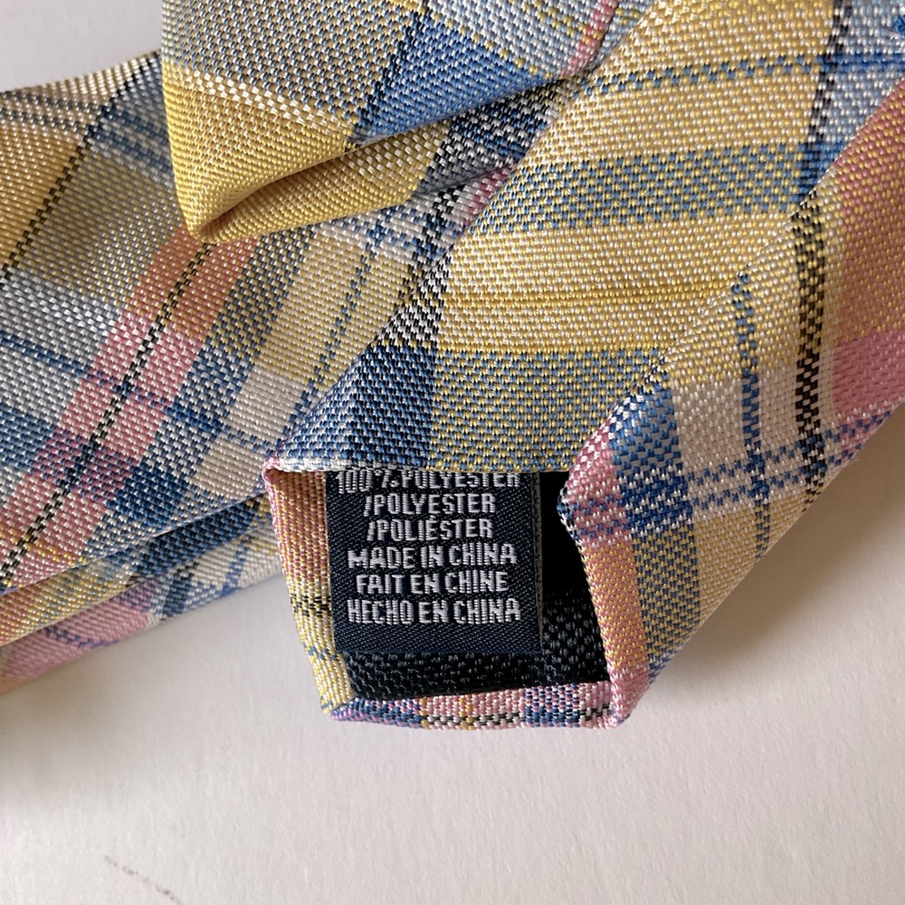 NAUTICA MENS PLAID TIE YELLOW PINK BLUE NWT - Picture 6 of 9